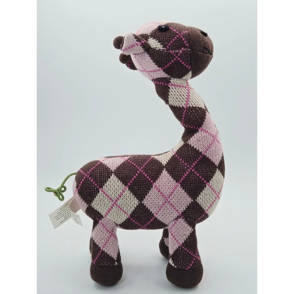 Gymboree Giraffe Plush Argyle Knit Brown Pink Sweater Stuffed Animal 2008 10